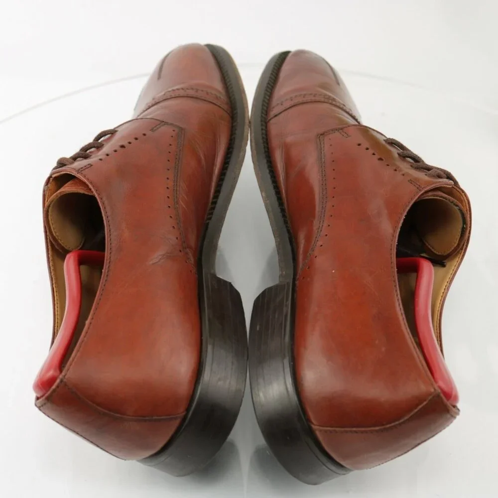 VTG Stanley Blacker Mens Oxford  Size 11.5 Red Leather Italy Handmade Dress Shoe - Picture 8 of 12